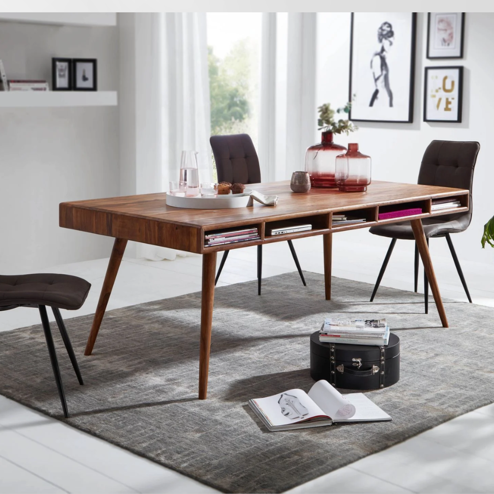 Solid Wood Eva Dining Set with Storage