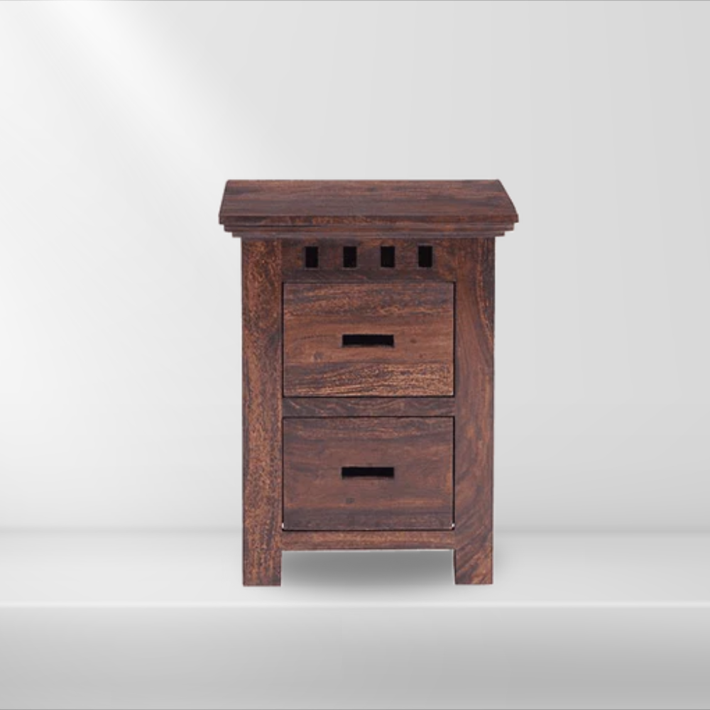 Solid Wood Kuber 2 Drawer Bedside Table